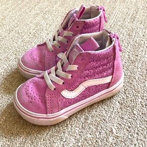 Girls Vans high top sneakers- pink sparkle